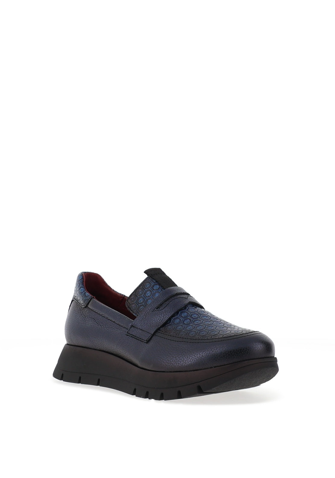 Jose Saenz Metallic Hexagonal Print Loafers, Navy