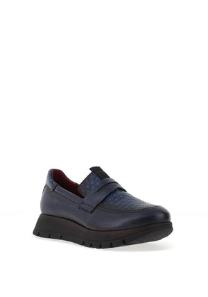 Jose Saenz Metallic Hexagonal Print Loafers, Navy