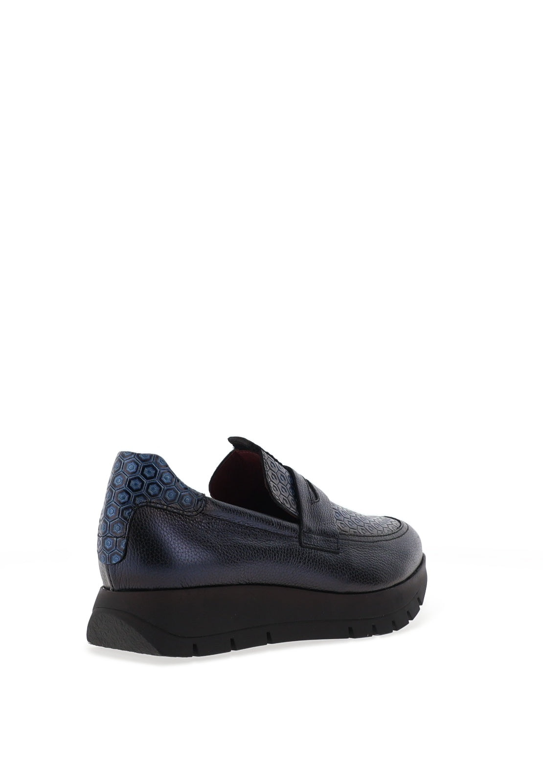 Jose Saenz Metallic Hexagonal Print Loafers, Navy