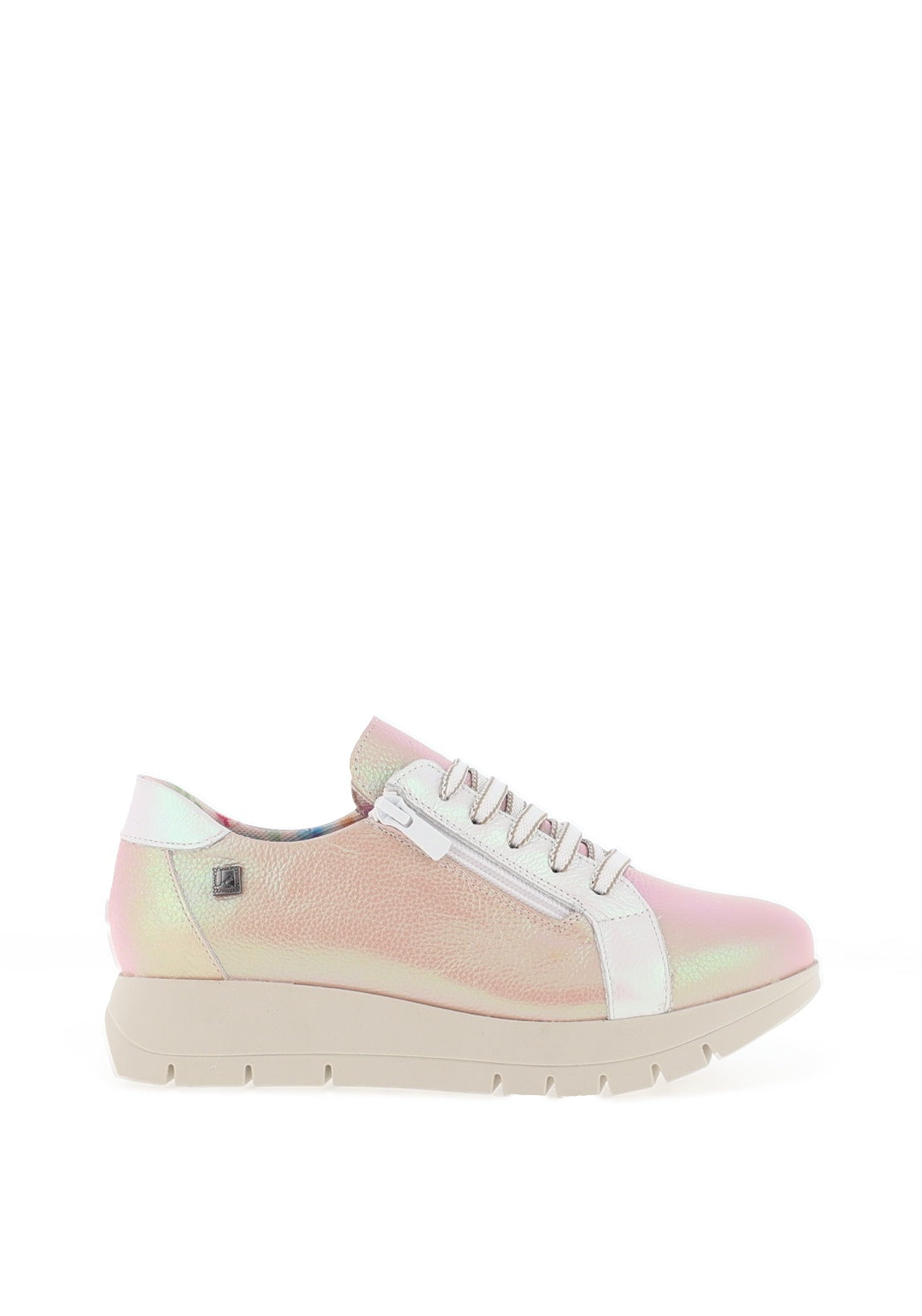 Jose Saenz Metallic Zip Detail Platform Trainers, Pink