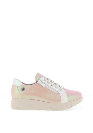Jose Saenz Metallic Zip Detail Platform Trainers, Pink