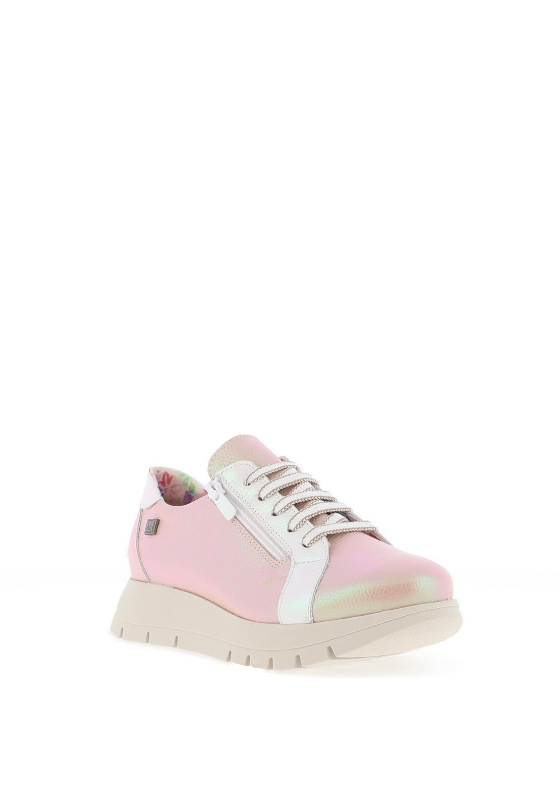 Jose Saenz Metallic Zip Detail Platform Trainers, Pink