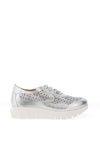 Jose Saenz Perforated Leather Lace Up Trainers, Silver