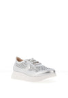 Jose Saenz Perforated Leather Lace Up Trainers, Silver