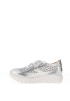 Jose Saenz Perforated Leather Lace Up Trainers, Silver