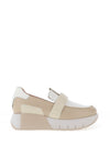 Jose Saenz Leather Slip On Platform Shoes, Cream