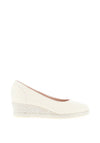 Jose Saenz Metallic Woven Wedge Heel Shoes, Cream