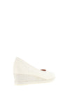 Jose Saenz Metallic Woven Wedge Heel Shoes, Cream