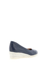 Jose Saenz Metallic Woven Wedge Heel Shoes, Navy