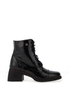 Jose Saenz Patent Leather Military Heeled Boot, Black