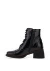 Jose Saenz Patent Leather Military Heeled Boot, Black