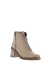 Jose Saenz Pebbled Leather Zip Heeled Boots, Taupe