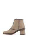 Jose Saenz Pebbled Leather Zip Heeled Boots, Taupe