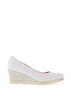Jose Saenz Leather Woven Heel Wedges, White