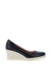 Jose Saenz Leather Woven Heel Wedges, Navy