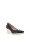 Jose Saenz Leather Woven Heel Wedges, Navy