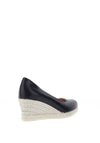 Jose Saenz Leather Woven Heel Wedges, Navy