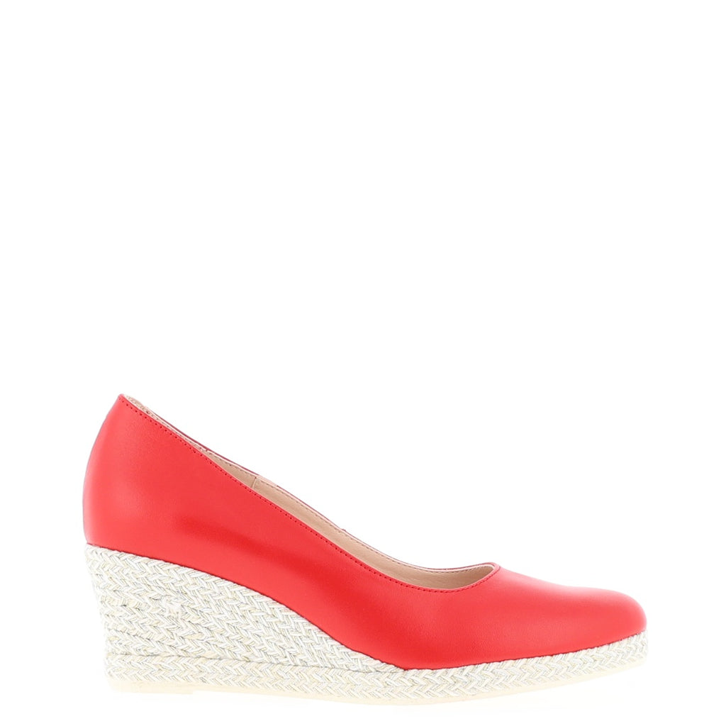 Jose Saenz Leather Woven Heel Wedges, Red McElhinneys