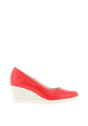 Jose Saenz Leather Woven Heel Wedges, Red