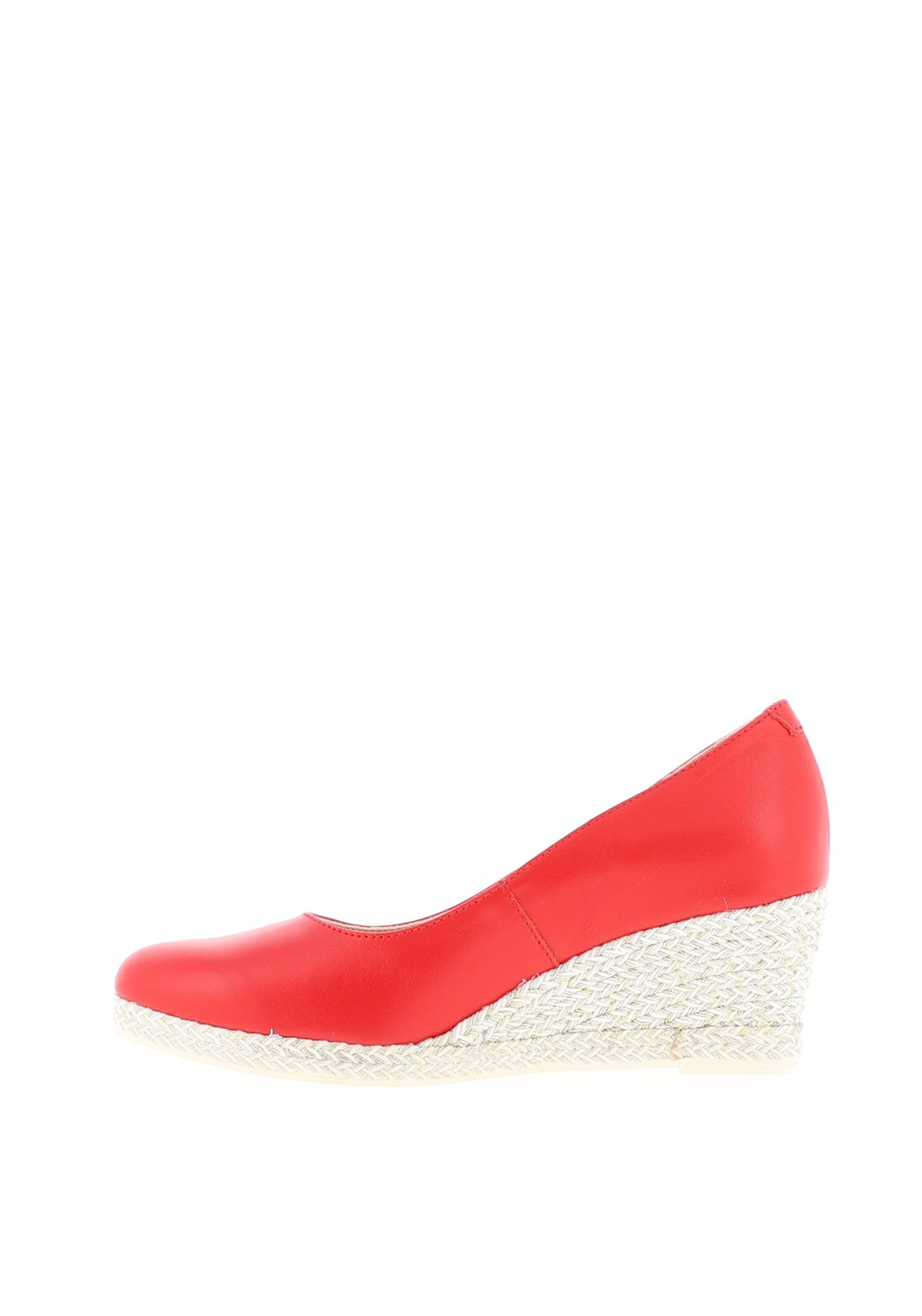 Jose Saenz Leather Woven Heel Wedges, Red