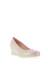 Jose Saenz Iridescent Leather Woven Heel Wedges, Pink