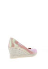 Jose Saenz Iridescent Leather Woven Heel Wedges, Pink