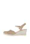 Jose Saenz Leather Woven Wedge Sandals, Champagne