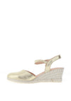 Jose Saenz Leather Woven Wedge Sandals, Gold