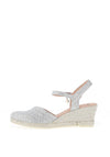 Jose Saenz Leather Woven Wedge Sandals, Silver
