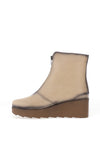 Jose Saenz Distressed Leather Wedge Boots, Cream