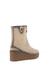 Jose Saenz Distressed Leather Wedge Boots, Cream