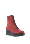 Jose Saenz Distressed Leather Wedge Boots, Red