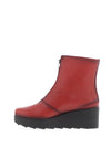 Jose Saenz Distressed Leather Wedge Boots, Red