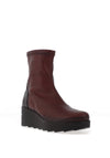 Jose Saenz Pebbled Leather Wedge Ankle Boots, Burgundy