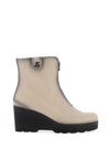 Jose Saenz Pebbled Leather Wedge Heel Boots, Beige
