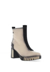 Jose Saenz Pebbled Leather Two Tone Block Heeled Boots, Cream