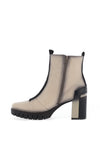 Jose Saenz Pebbled Leather Two Tone Block Heeled Boots, Cream