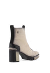 Jose Saenz Pebbled Leather Two Tone Block Heeled Boots, Cream