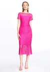 Joseph Ribkoff Chevron Lace Overlay Midi Dress, Shocking Pink