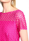 Joseph Ribkoff Chevron Lace Overlay Midi Dress, Shocking Pink