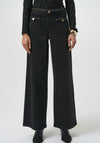 Joseph Ribkoff Braided Trim Wide Leg Jeans, Black