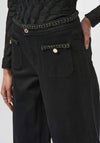 Joseph Ribkoff Braided Trim Wide Leg Jeans, Black
