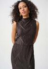Joseph Ribkoff Pleated Satin Sleeveless Midi Dress, Mocha Brown
