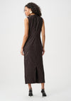 Joseph Ribkoff Pleated Satin Sleeveless Midi Dress, Mocha Brown