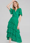 Joseph Ribkoff Lace Ruffle Midi Dress, Noble Green