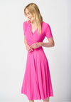 Joseph Ribkoff Wrap Front Pleated Midi Dress, Lipstick Pink