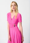 Joseph Ribkoff Wrap Front Pleated Midi Dress, Lipstick Pink
