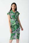 Joseph Ribkoff Palm Print Midi Shirt Dress, Vanilla Multi