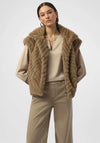 Joseph Ribkoff Chevron Faux Fur Gilet, Dark Beige