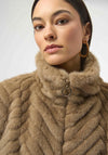 Joseph Ribkoff Chevron Faux Fur Gilet, Dark Beige
